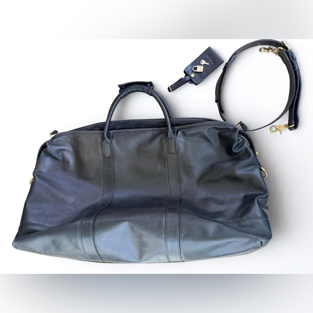 🔥Vintage COACH Black Leather Transatlantic Travel Duffel Bag #0503 - Made in USA - Picture 4 of 16